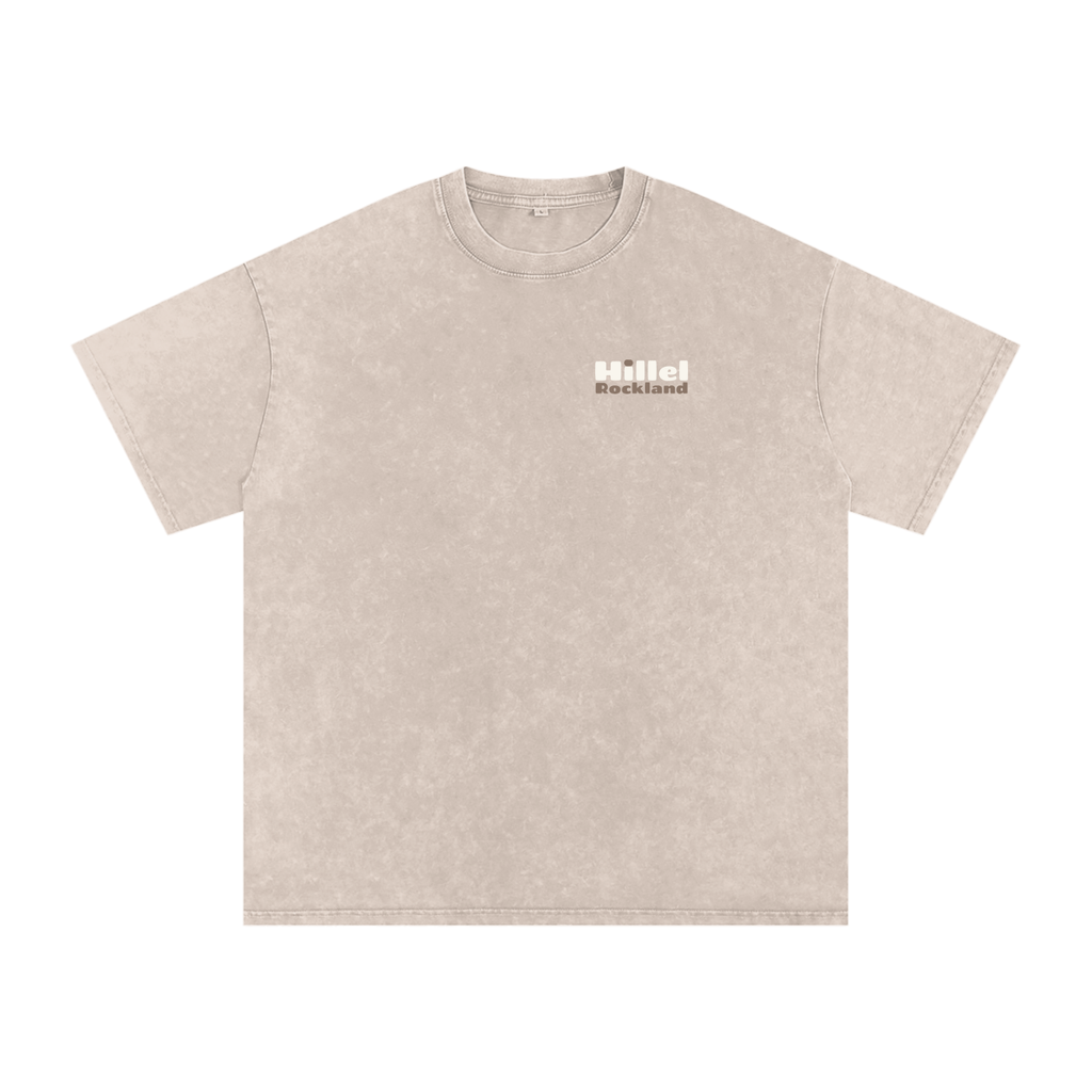 Signature Hillel of Rockland Tan Washed Oversized Cotton T-Shirt